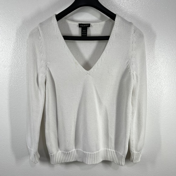 Lane Bryant V-Neck Cotton‎ Knit Sweater Classic Casual Comfy White Size 14/16 - Picture 1 of 10